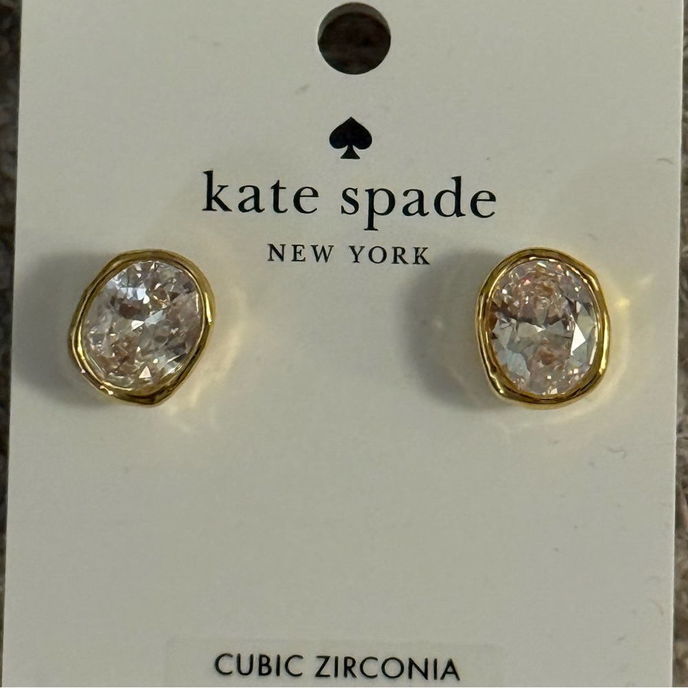 Kate Spade Gold and Clear High Shine Earrings